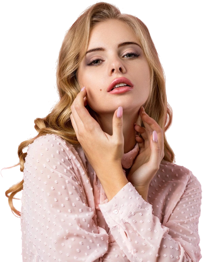 Portrait beautiful woman tender curly blonde woman